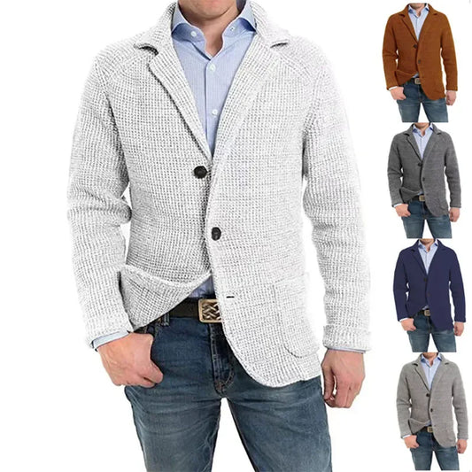 Mens Casual Knitted Cardigan Sweater Fashion Long Sleeve Pocket Cardigan Knitted Sweater Mens Jackets