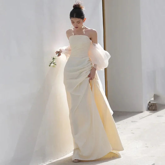 Satin Stage Party Wedding Guest Dresses Off Shoulder Evening Mermaid Dresses for Women Wedding Dubai Party Gowns Formal Occasion