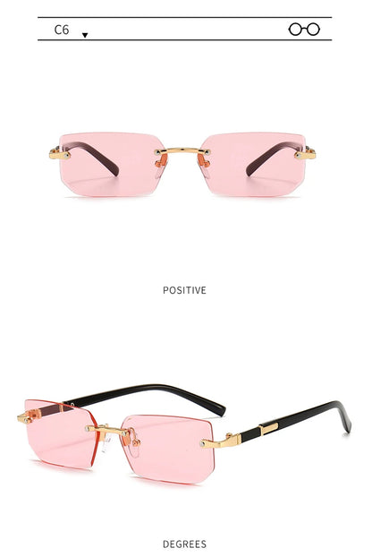 Fashion Rimless Sunglasses Men Women Populare Frameless Sun Glasses Male Female Classic Small Square Summer Traveling Shades