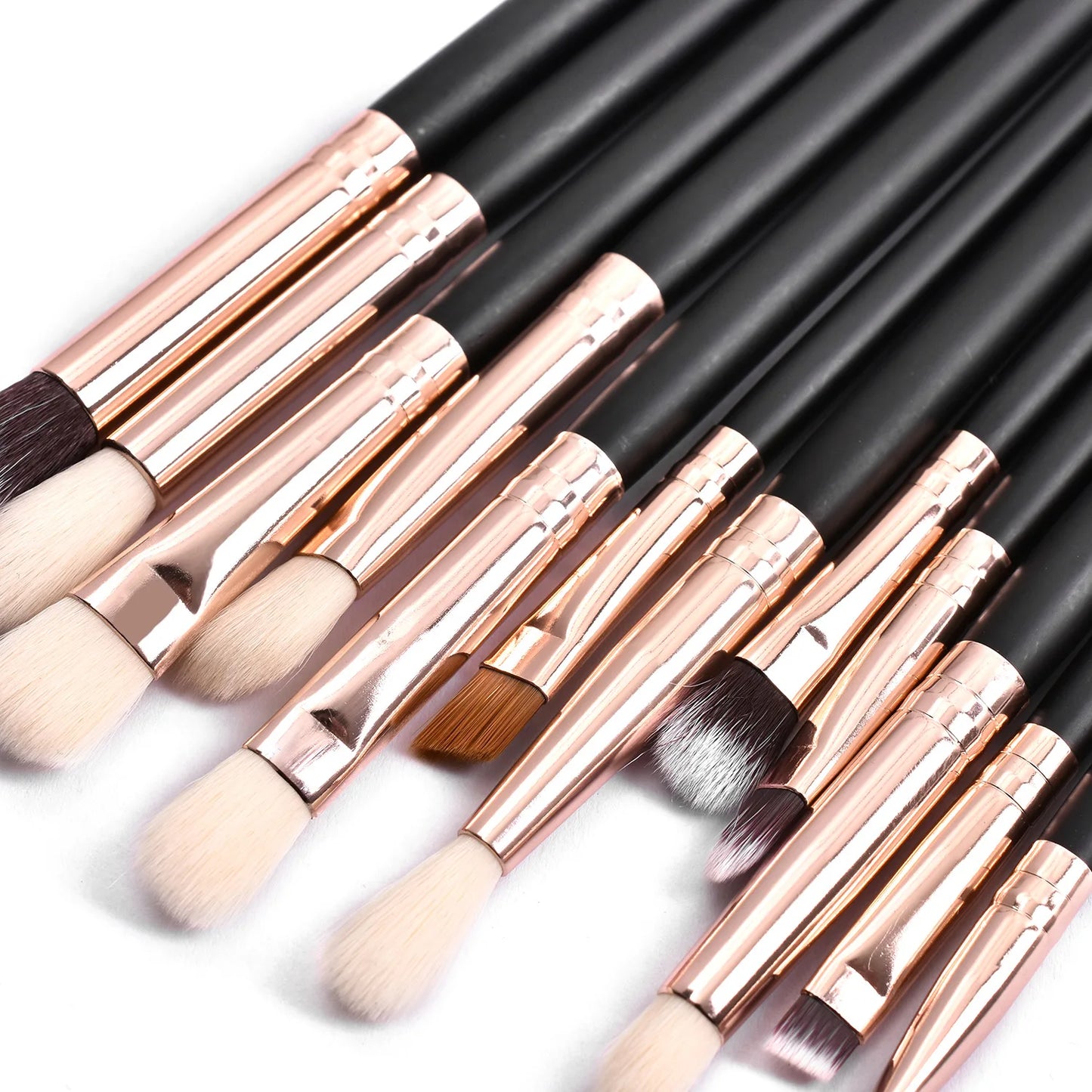 Eyeshadow Makeup Brushes Custom Logo Black Handle Vegan Make Up Brush 12pcs/set Free Private Label Beauty Tools Wholesale 10sets