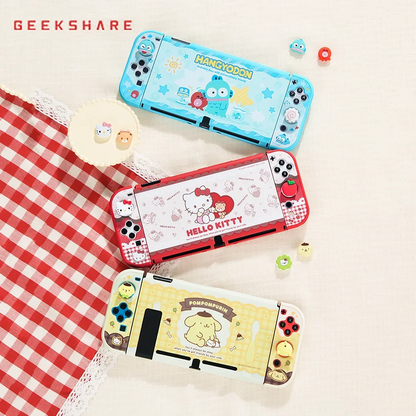 Sanrio Figure Hello Kitty Switch Ns/Oled Protective Case Hard Shell Protective Cover Plug Base Cute Peripheries Game Accessories