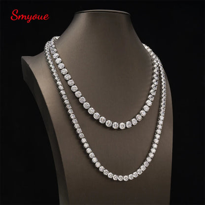 Smyoue 4/5mm フルモアサナイト ネックレス メンズ レディース キラキラ ラボダイヤモンド ネックレス テニスチェーン 925スターリングシルバー ファインジュエリー