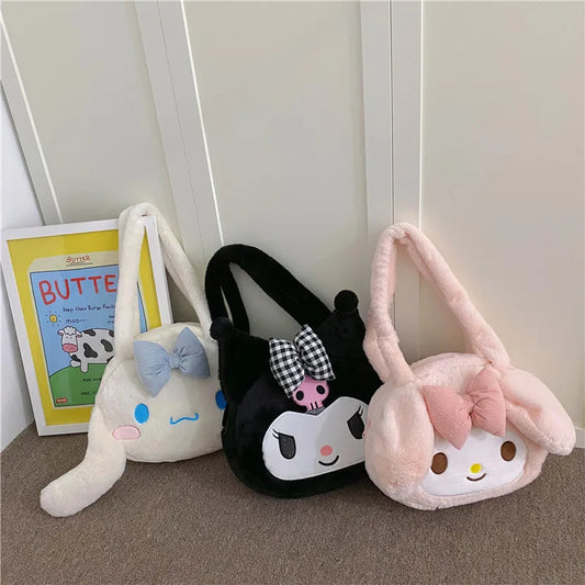 Sanrio New Model Cartoon Cute Kuromi Large-capacity Shoulder Bag Cinnamoroll Hand-held Underarm Bag Daily Match Girl Gift