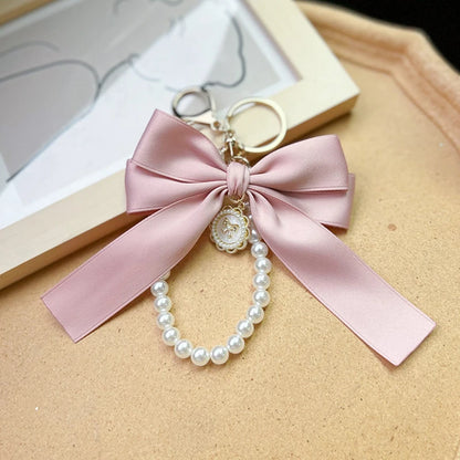 Creative Bow, Pearl Chain Keychain, Women's Fashion Bag Pendant, Car Keychain, Personalized Ribbon Necktie