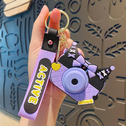 Sanrio Kuromi Projection Camera Keychain Cartoon Student Backpack Ornament Car Ornament Small Figurine Ornament Children Toy