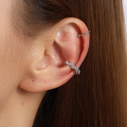 Aihua Simple Crystal Small Silver Color Ear Cuff for Women Earrings Cartilage Piercing Earring Sets Minimalism Jewelry Gifts