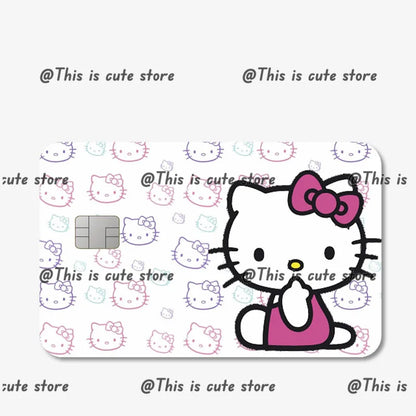 Sanrios Hello Kittys Kuromi Credit Card Skin Stickers for Bank Card Bus Anime Rilakkuma Metro Card Sticker Waterproof Girls Gift