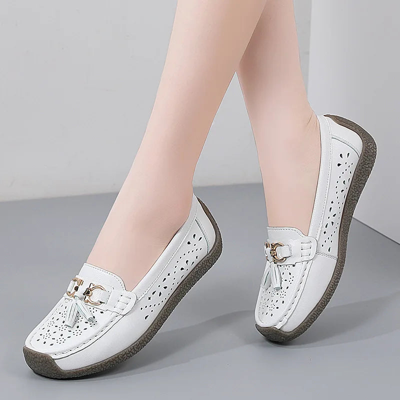 2025 New Loafers Women Summer Fashion Round Toe Nurse Shoes Soft Sole Non-slip Flat Shoes Breathable Casual Sports Women's Shoes
