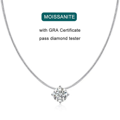 KNOBSPIN D VVS1 Moissanite Pandent Necklace s925 Sterling Silver Plated 18k White Gold GRA Certified Dainty Necklaces for Women