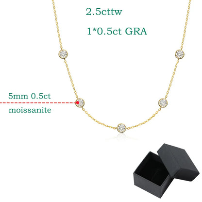 Smyoue バブル 各5mm オールモイッサナイト ネックレス レディース ラグジュアリー 女性用 ネックチェーン 100% スターリングシルバー S925 ファインジュエリー GRA