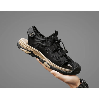 Men's Sport Sandals Handmade Genuine Leather Sandals for Men Summer Outdoor Anti-collision Comfortable Casual Beach Sandals