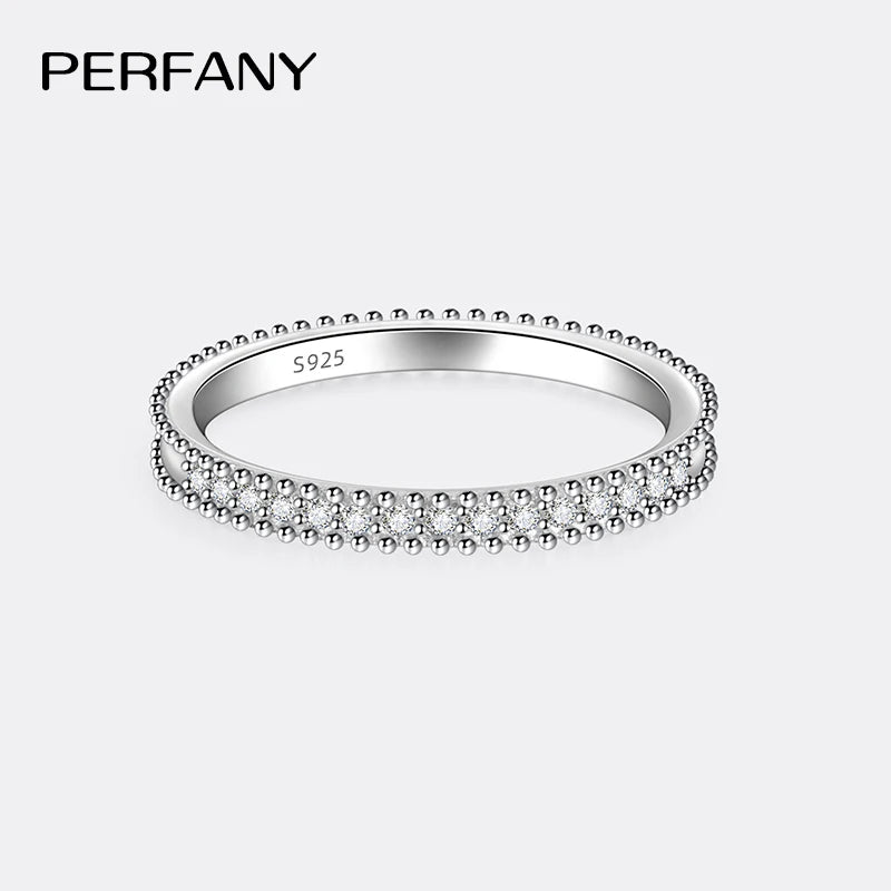 PERFANY レディース用オールモアサナイトリング S925純銀 輝くGRAラボラトリーダイヤモンド 重ね付け可能 ファッション結婚指輪ジュエリー