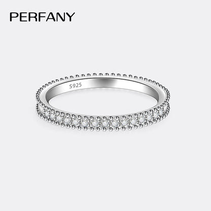 PERFANY レディース用オールモアサナイトリング S925純銀 輝くGRAラボラトリーダイヤモンド 重ね付け可能 ファッション結婚指輪ジュエリー