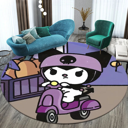 Sanrio Kuromi Printed Pattern Circular Carpet,Bedroom Decorative Rug,Use Non-slip Floor in Living Room,Bathroom,Kitchen,Door Mat