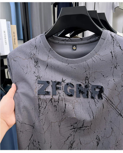 Top Grade Print New Summer Tops Hipster Designer Tshirt Men 2025 Brand Short Sleeve Round Neck Casual Fashion Men Clothing