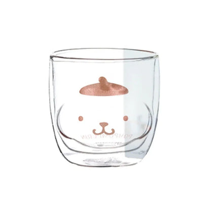 Sanrio Hello Kitty Cute Glass Cup Transparent Coffee Milk Water Cups Cinnamoroll Kuromi My Melody 300ml Student Milk Heat Gift