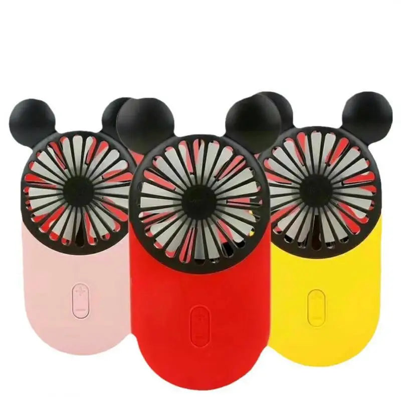 Kawaii Disney Mickey Mouse Handheld Fan Cartoon Usb Charging Small Fan Mini Portable Pocket Handheld Fan Led Light Birthday Gift