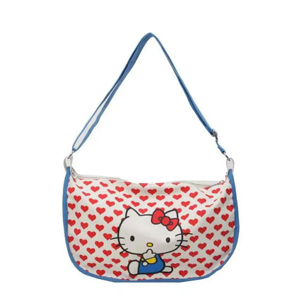 Cartoon Sanrio Hello Kitty Plaid Handbag Commuting Light Portable Summer Storage Shoulder Handbag High Capacity