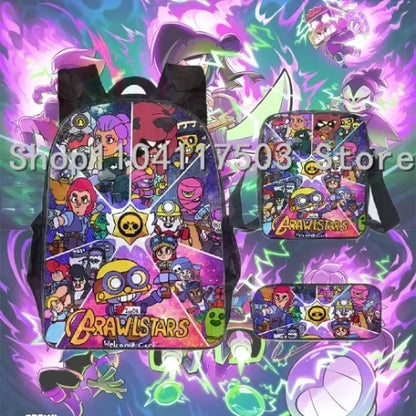 Anime Figures 3Pcs Backpack Set Kawaii Schoolbag Cartoon Mochila Anime Large Capacity 16 inch Bags Birthday Gifts
