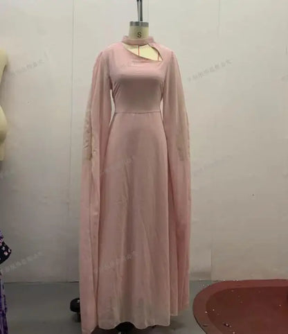 Party Dresses Women Long Dress Round Collar Solid Color Lace Up Tight Waist A Line 2025 Female Vestidos Temperament Maxi Gown