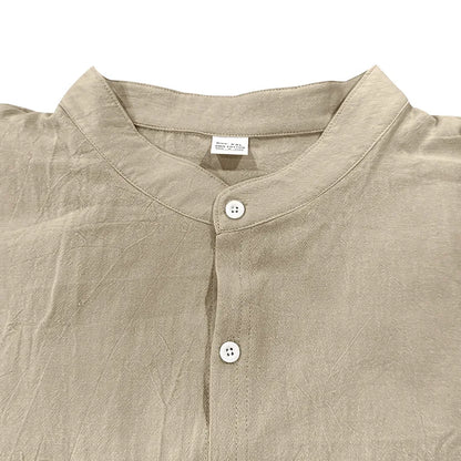 2025 New Spring and Summer Men's Suit Linen Casual Loose Breathable Long Sleeves Shirt Trousers 2Set of Beach Vacation Essential