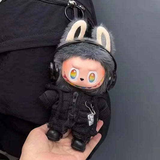 かわいいぬいぐるみカジュアルフーディー ブラックスーツ ファッションスウェットシャツジャケット アウトフィット服 Labubu服 ギフト