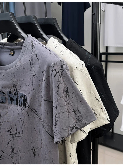 Top Grade Print New Summer Tops Hipster Designer Tshirt Men 2025 Brand Short Sleeve Round Neck Casual Fashion Men Clothing