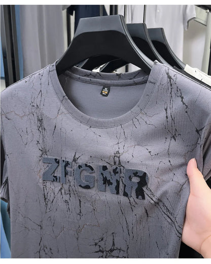 Top Grade Print New Summer Tops Hipster Designer Tshirt Men 2025 Brand Short Sleeve Round Neck Casual Fashion Men Clothing