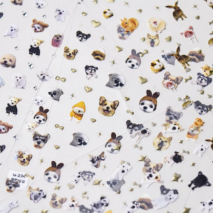 愛らしい犬猫動物ウサギ3Dソフトエンボスレリーフ自己接着ネイルアートステッカーかわいいかわいい子犬子猫スターマニキュアデカール