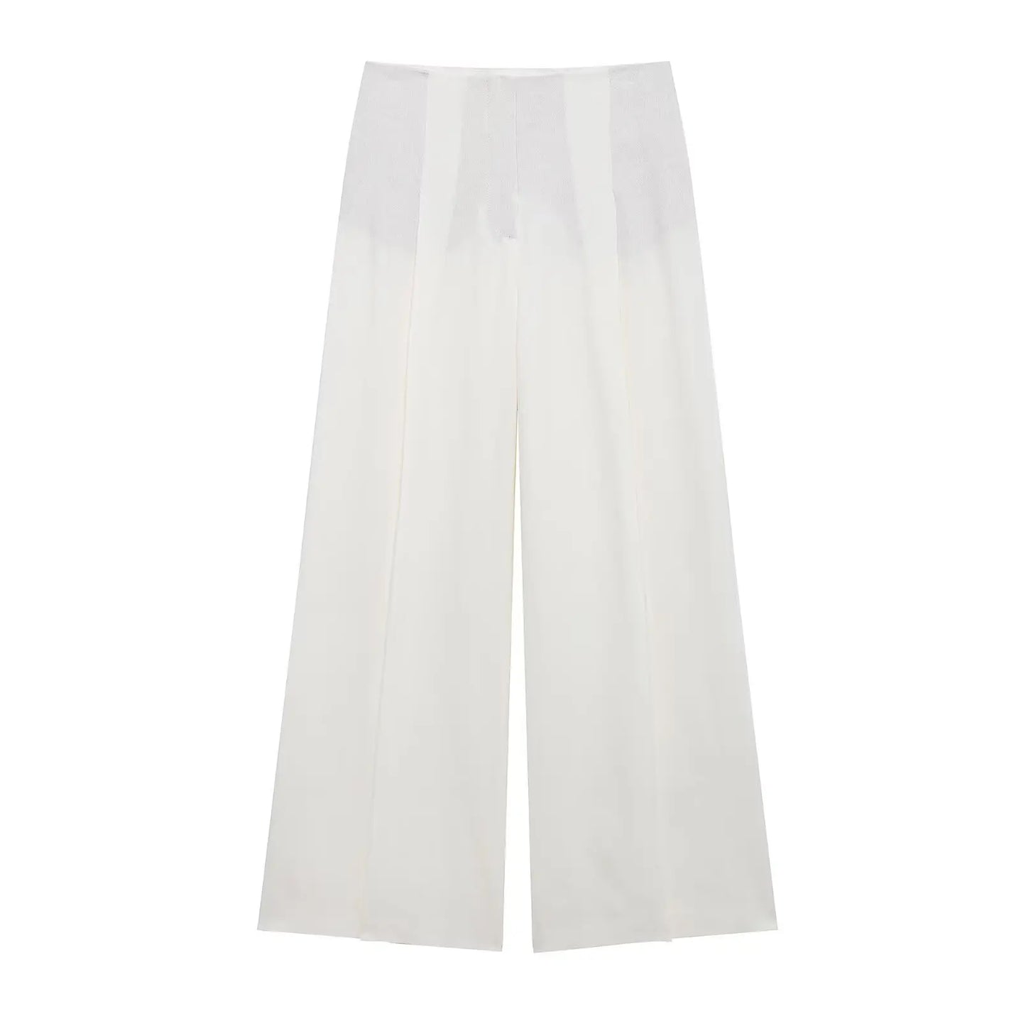 TRAFZA Women's Suits White Turn-Down Collar Long Sleeves Lace-Up Blazers+High Waist Zipper Long Pants Female Spring Fashion Sets