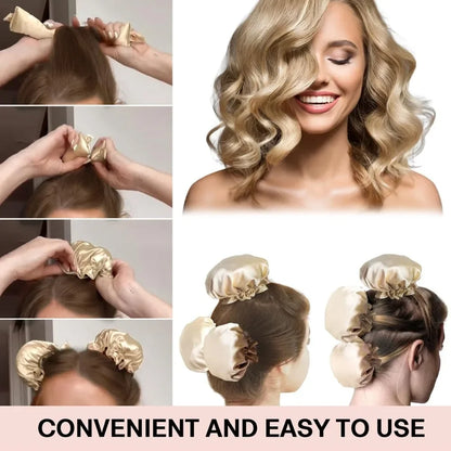No Heat Hair Curler And Satin Sleeping Cap Set Heatless Hair Curling Headband Hair Claw Clip Hair Rings Soft Sleeping Hat Salon