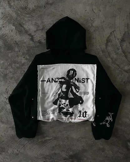 Y2K Black Fur Collar Zipper Sweatshirt Hoodie Sexy Women Sweatshirt Harajuku Goth Letter Graphic Print Slim Coat Winter Clothes