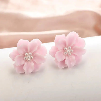 925 Silver Needle Korean Fashion Bowknot Tulip Earrings For Women Jewelry 2025 Trending New Women's White Flower Earrings Brinco