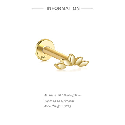 Aide 925 Sterling Silver 1pc Geometry Multi Piercing Stud Earrings For Women K Gold Simple Elegant Tassel Jewelry Gift Pendiente