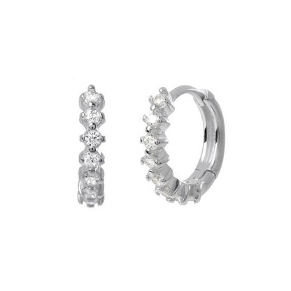 925 Sterling Silver Needle Simple and casual miniature colored zircon circle earrings Women's fashionable Small fresh Jewelry