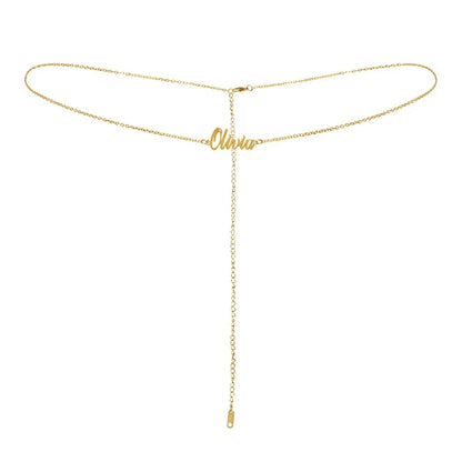Customized women's stainless steel name waist chain belly chain sexy waist circumference sexy personality body chain jewelry bir