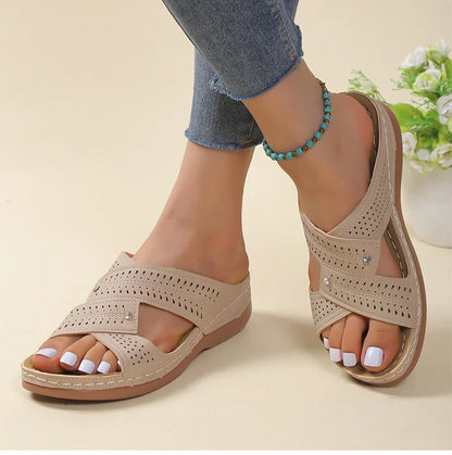 Sandals Women  Summer Shoes Women Elegant Low Heels Sandals Summer Slippers Zapatos Mujer Wedge Heeled Sandals Female 2024