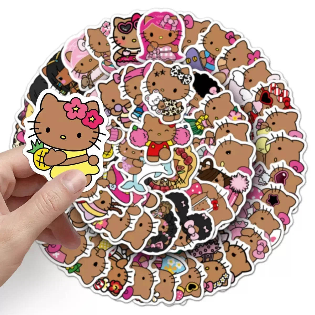 10/50枚 漫画 かわいい ブラック スキン ハローキティ ステッカー かわいい グラフィティ 装飾 荷物 ノート 防水 デカール 子供 ギフト おもちゃ