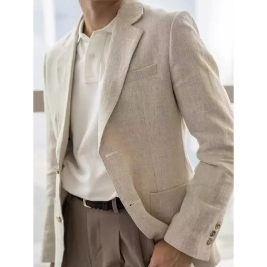 2025 Linen casual, lightweight and breathable suit jacket, high-quality business, large size for men in autumn and summer