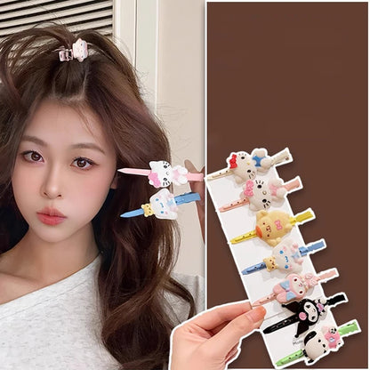 2/3/7pc Sanrio Hello Kitty Hairpin Pin Anime Cartoon Kuromi Cinnamoroll My Melody Barrettes Kawaii Hair Accessories Holiday Gift