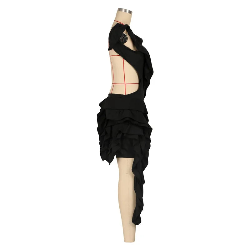 Sexy Off the Shoulder Backless Party Dresses Women Evening Celebrity Ball Gown Dress Birthday Nightclub Ruffles Prom Mini Dress