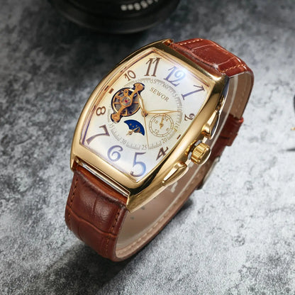 Fashion Men's Watch Wine Barrel Shaped Luminous Tourbillon Fully Automatic Mechanical Movement Mechanical Watch reloj automático