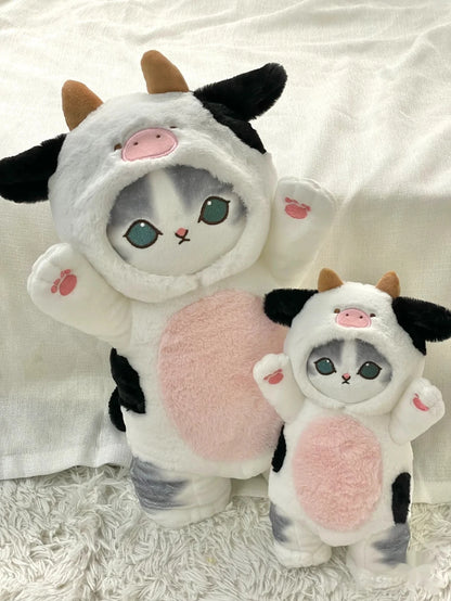 Mofusand 30/50cm Plush Toys Kawaii Cat Cosplay Costume With Dino/Cow Outfits Cute Stuffed Animal Birthday Gift For Kids And Girl