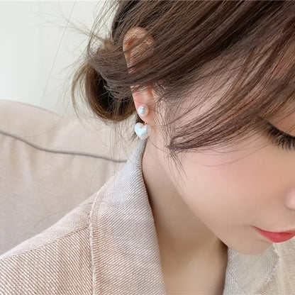 925 Silver Needle Korean Fashion Imitation Pear Earrings For Women Jewelry 2025 Trending New Luxury Women's Heart Stud Earrings