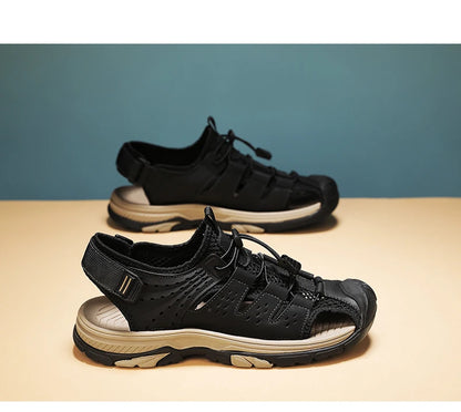 Men's Sport Sandals Handmade Genuine Leather Sandals for Men Summer Outdoor Anti-collision Comfortable Casual Beach Sandals