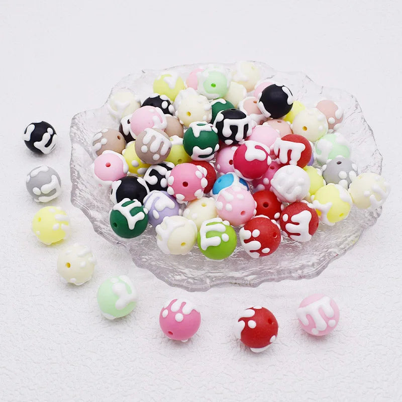 10pcs/bag Acrylic Beads Fashion Hand Drawn Cartoon Painting Loose Beaded DIY Handmade DIY Bracelets Mobile phone chain Bead Pen