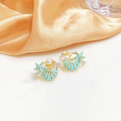 Enamel Oil Heart Stud Earrings for Women Girls New Fashion Party Golden Color Love Earrings Cute Romantic Jewelry Fine Gift
