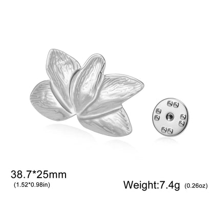 My Shape Leaves Brooch for Woman Girls Fan Shaped Leaves Brooch Pins for Dress Skirts Gold Color Stainless Steel Jewelry Gifts