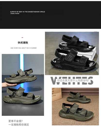 Sandals for men summer style soft sole casual wear-resistant anti slip black sandals for outdoor wear water wading beach shoes