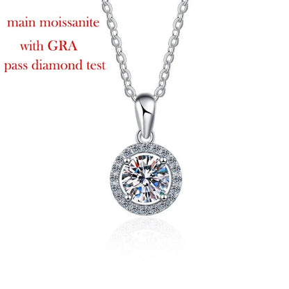 Smyoue 0.3-2CT 100% D Color Moissanite Necklace for Women Sparkling Lab Diamond Pendant 925 Sterling Silver Wedding Jewelry GRA